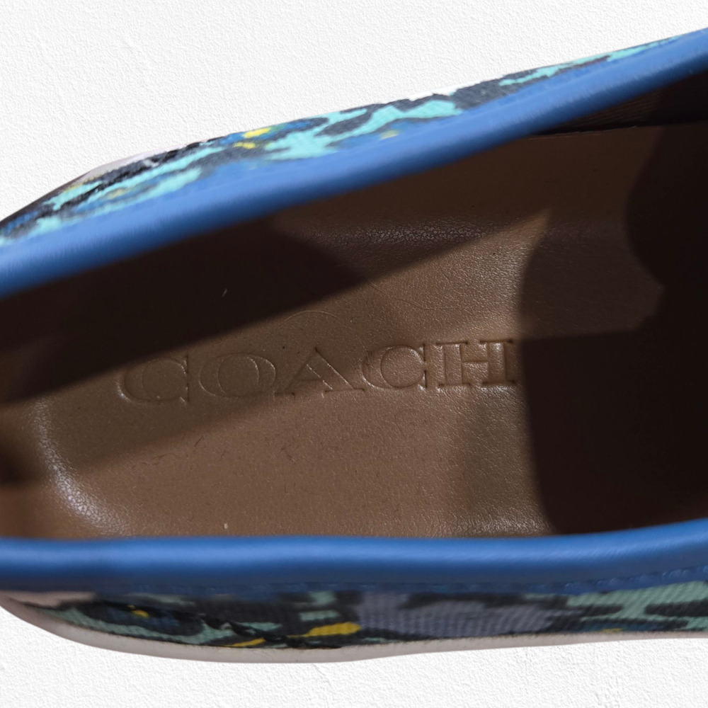 Coach Cameron Blue Green Yellow Floral Canvas Casual Slip-On Sneakers Size 7 - Picture 10 of 11